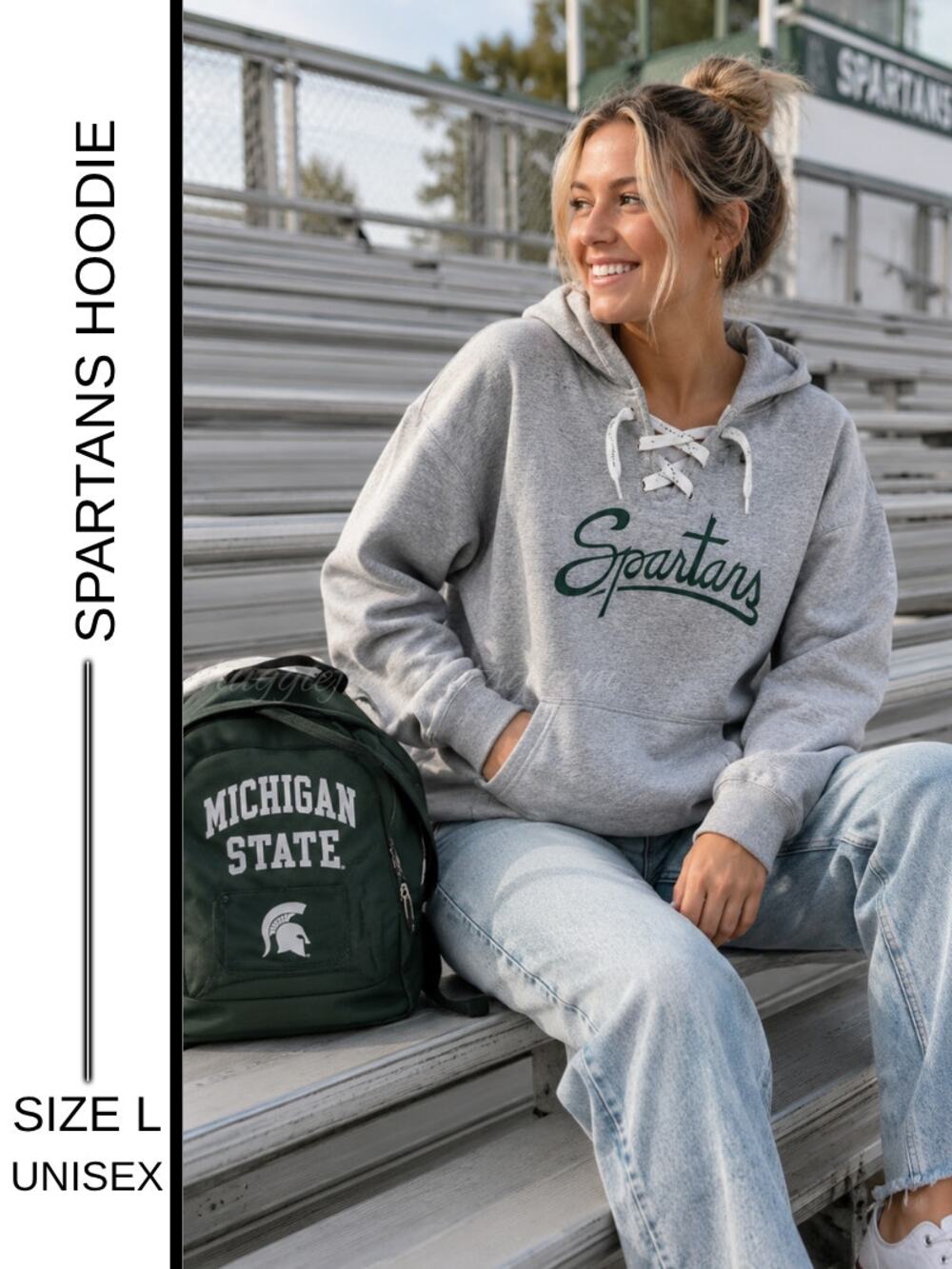 MSRP: $69 | ✨ America Michigan State Spartans Lace-Up Hoodie |  Unisex Large ✨